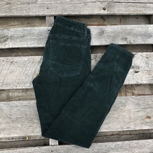 High waisted dark green corduroy pants